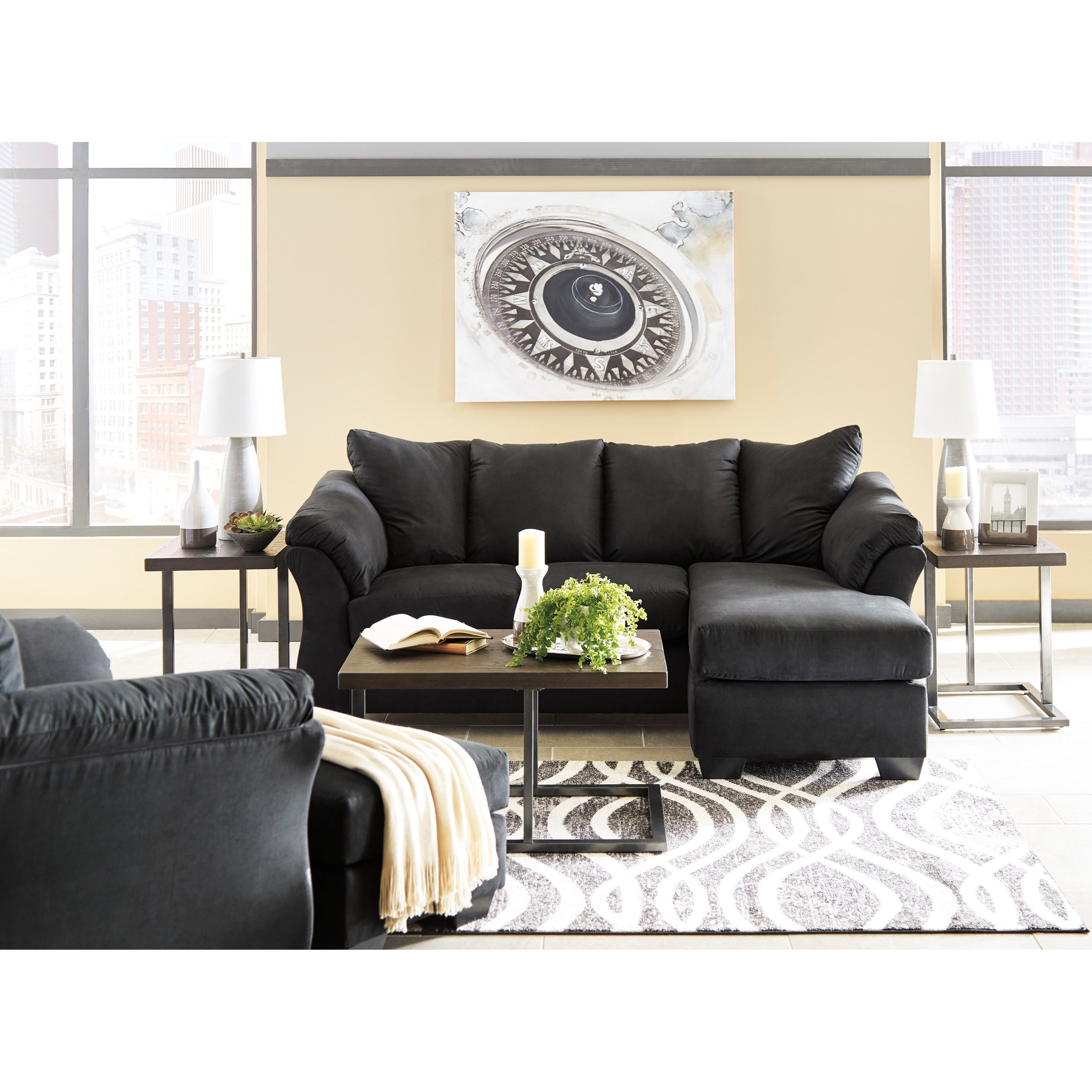 Darcy sofa shop chaise black
